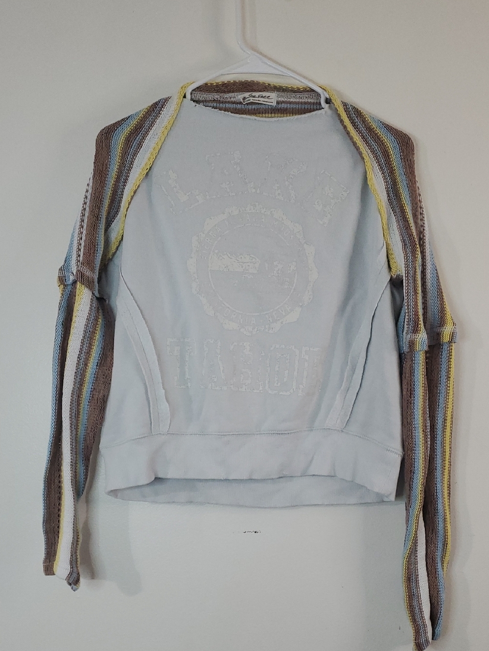 We The Free Light Blue Lake Tahoe Pullover Size XS Striped Open Knit Sleeves